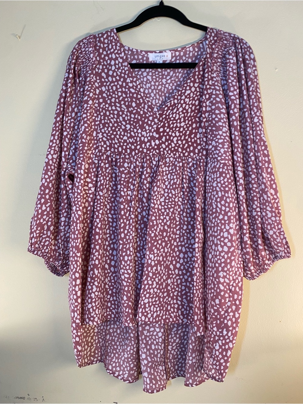 Umgee Mauve Pink Dot-Print V-Neck Tunic